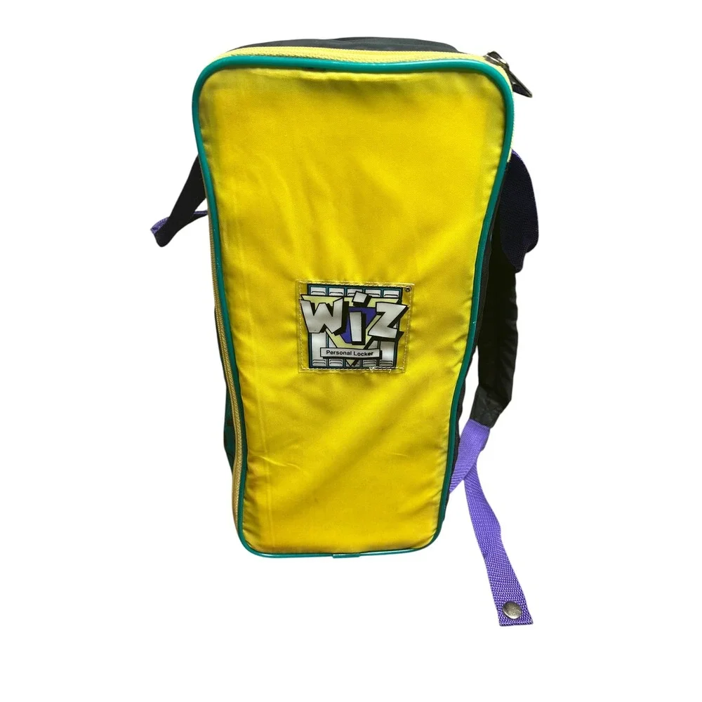 Vintage 90s Wiz Personal Locker Backpack SPI Organizer Geometric Memphis Teal